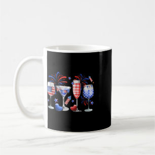 Funny Wine Gl Red White Blue Firework Happy 4th Of Coffee Mug
