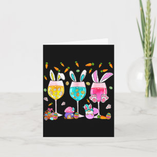 Funny wine glasses bunny with egg basket springFun Card