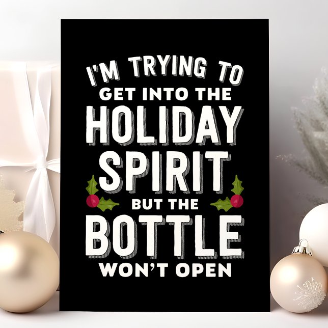 Funny Wine Holiday Spirit Christmas Card (Creator Uploaded)