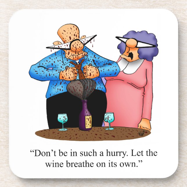 Funny Wine Humour Coaster Set (Front)