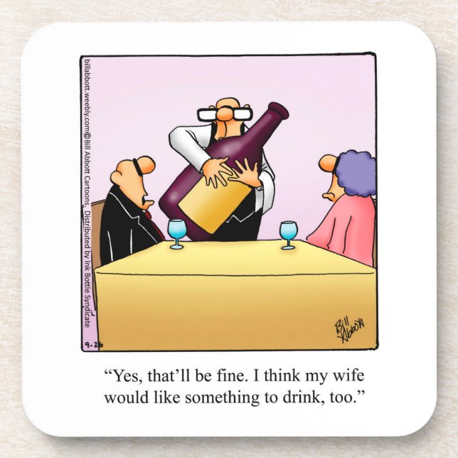 Funny Wine Humour Coaster Set (Front)