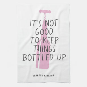 Funny Wine Lover Custom Name Stylish Gift Tea Towel