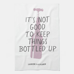 Funny Wine Lover Custom Name Stylish Gift Tea Towel