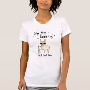 Funny Wine Lovers SipSip Hooray Llama Custom T-Shirt