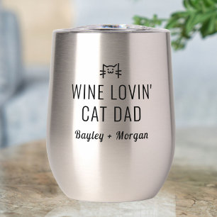 Funny Wine Loving Cat Dad Personalised Names