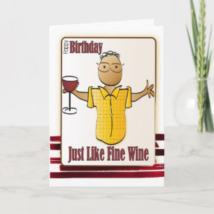 Funny Wine Male Cartoon Ethnic Sweet Birthday   Card