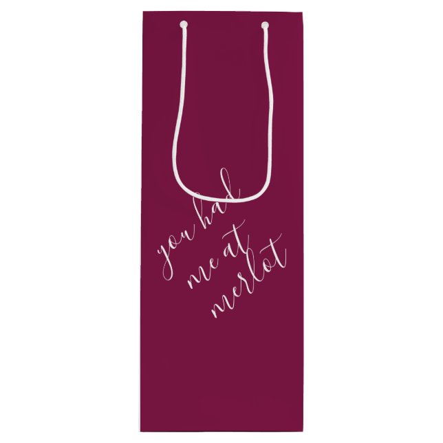 Funny Wine Pun Burgundy Wine Gift Bag (Front)