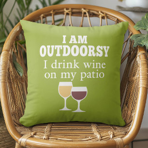 Funny Wine Quote - I drink wine on my patio Cushion