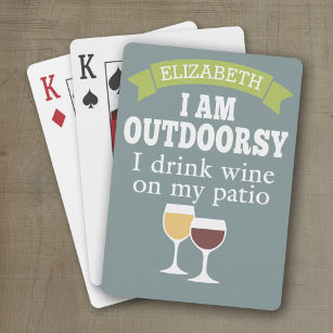 Funny Wine Quote with Custom Name Playing Cards