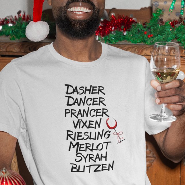 Funny Wine Reindeer Names Christmas Holiday T-Shirt (Creator Uploaded)