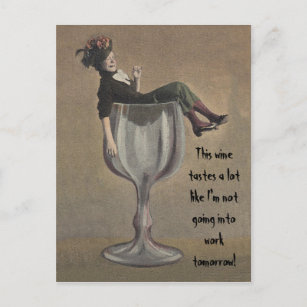 Funny wine saying hooky fun party girl Postcards