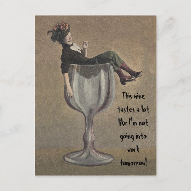 Funny wine saying hooky fun party girl Postcards (Front)