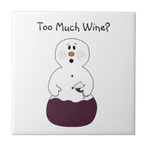 Funny Wine Snowman Tile