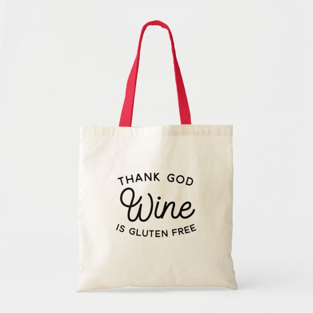 Funny wine tote bag, Gluten Free Bag (Front)