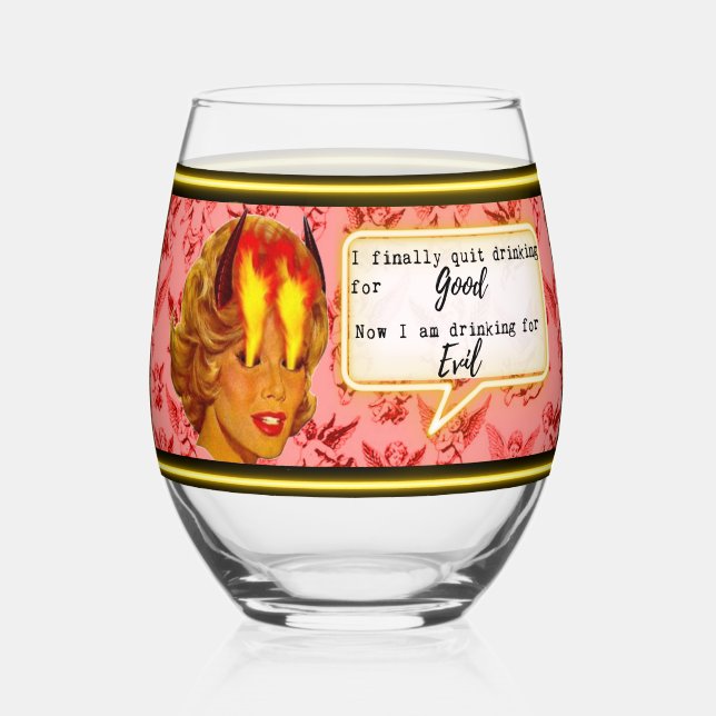 Funny Wineglass Best Friend Gift "Evil" Stemless Wine Glass (Front)