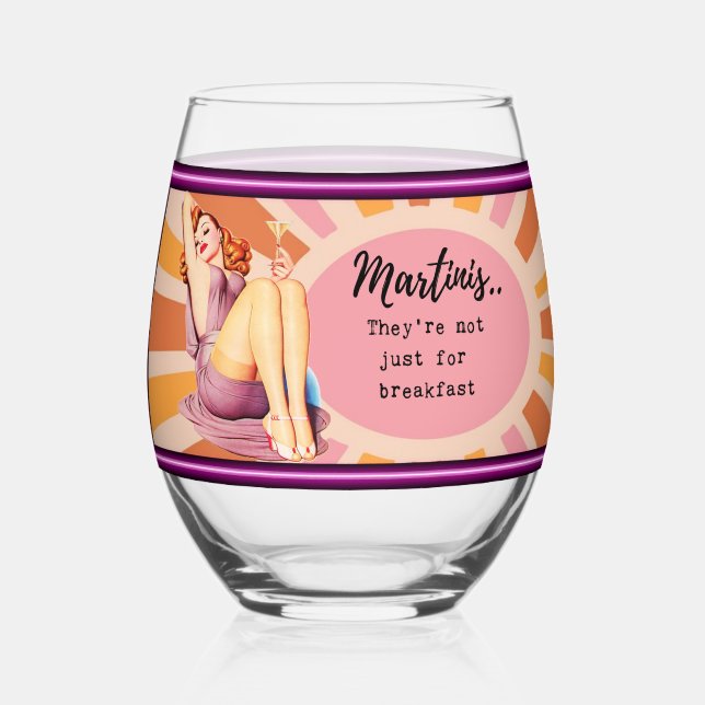 Funny Wineglass Best Friend Gift "Martinis" Stemless Wine Glass (Front)