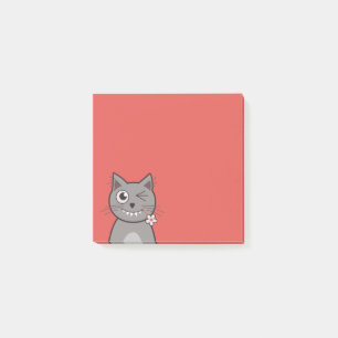 Funny Winking Cartoon Kitty Cat Post-it Notes