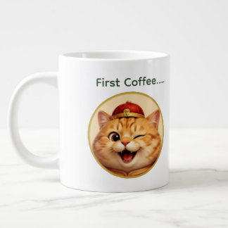 Funny Winking Lucky Cat Custom Name Coffee Mug