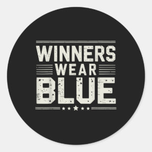 Funny Winners Wear Blue Spirit Wear Team Game Colo Classic Round Sticker