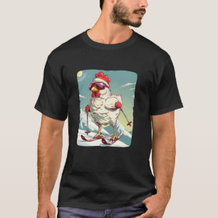 Funny Winter Chicken with Cross-country skiing Sho T-Shirt