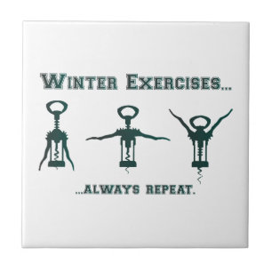 Funny Winter Exercises Ceramic Tile