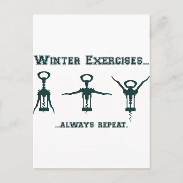 Funny Winter Exercises Postcard (Front)