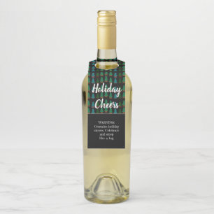 Funny Winter Rustic Holiday Cheers Tree Pattern Bottle Tag