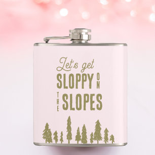 Funny Winter Ski Bachelorette Party Hip Flask