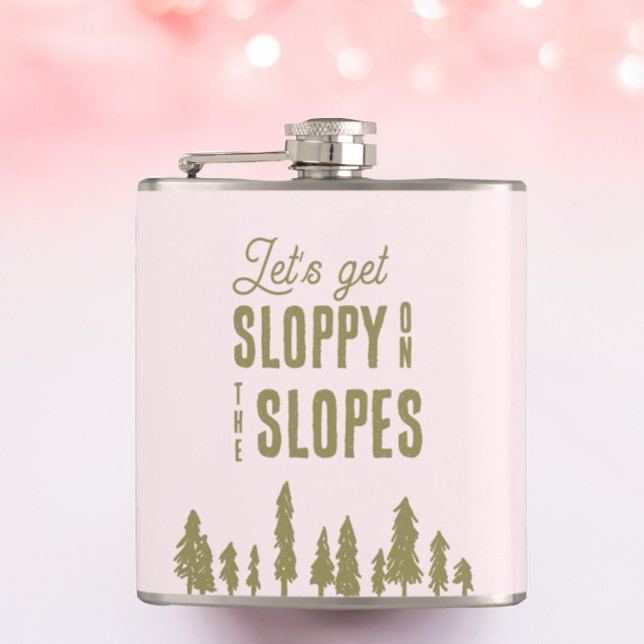 Funny Winter Ski Bachelorette Party Hip Flask (Creator Uploaded)