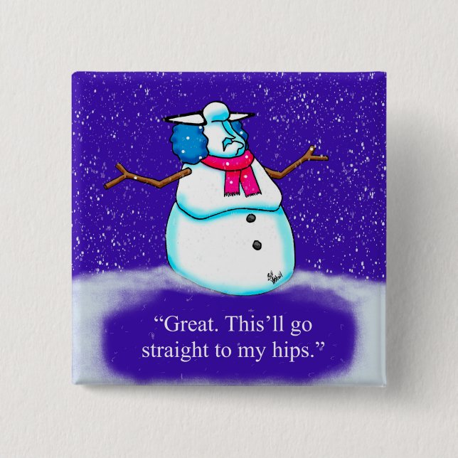  Funny Winter Snow Woman Button (Front)