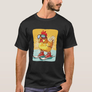 Funny Winter Sport Costume for Chicken and skiing  T-Shirt