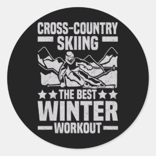 Funny Winter Sport Snow Cross-country Skiing Appea Classic Round Sticker