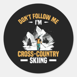 Funny Winter Sport Snow Cross-country Skiing Appea Classic Round Sticker