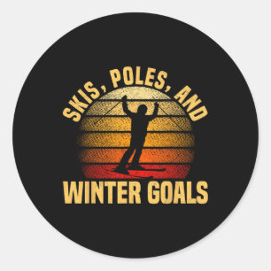 Funny Winter Sport Snow Skiing Appearel For Men 3 Classic Round Sticker