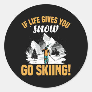 Funny Winter Sport Snow Skiing Appearel For Men Classic Round Sticker