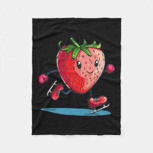Funny Winter Sport Strawberry In Ice Skating Scute Fleece Blanket