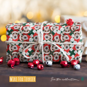Funny Wire Fox Terrier Christmas Pattern Wrapping Paper