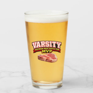 Funny Wisconsin Meat Raffle Varsity Team MVP Glass