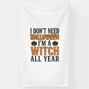 Funny Witch All Year Halloween Typography Design_1 Banner