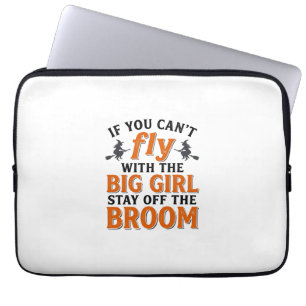 Funny Witch Broom Big Girl Halloween Shirt Design_ Laptop Sleeve