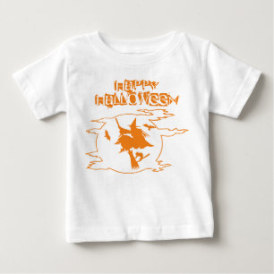 Funny Witch Broomstick World Halloween Typography Baby T-Shirt