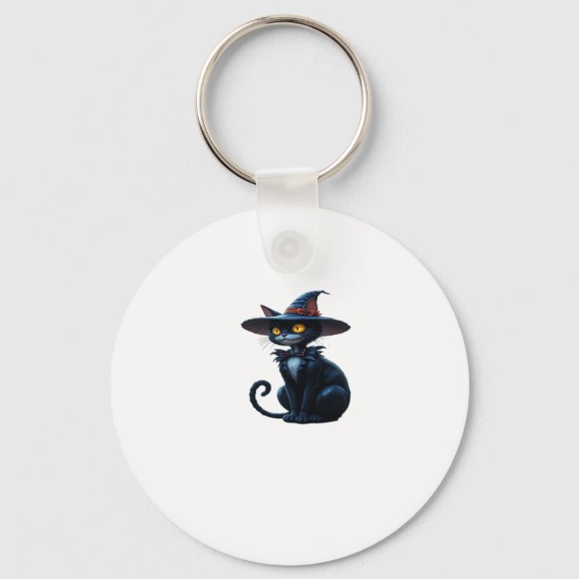 Funny Witch Cat � I�m Just Here to Stir the Pot �  Key Ring (Front)