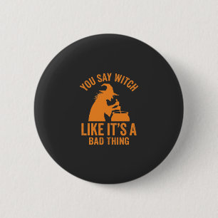 Funny Witch Cauldron Halloween 6 Cm Round Badge