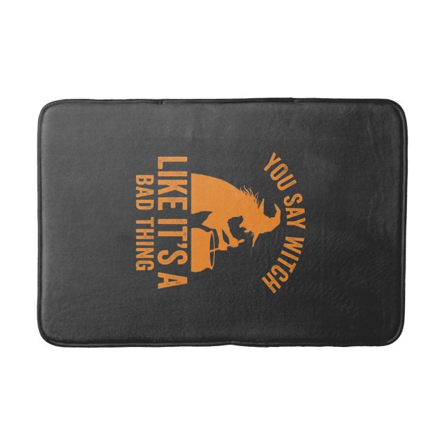 Funny Witch Cauldron Halloween Bath Mat (Front)