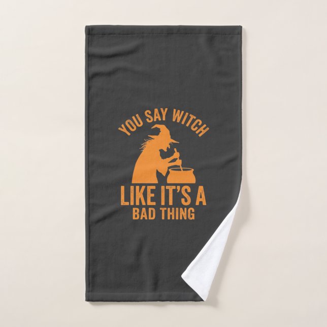 Funny Witch Cauldron Halloween Hand Towel (Hand Towel)