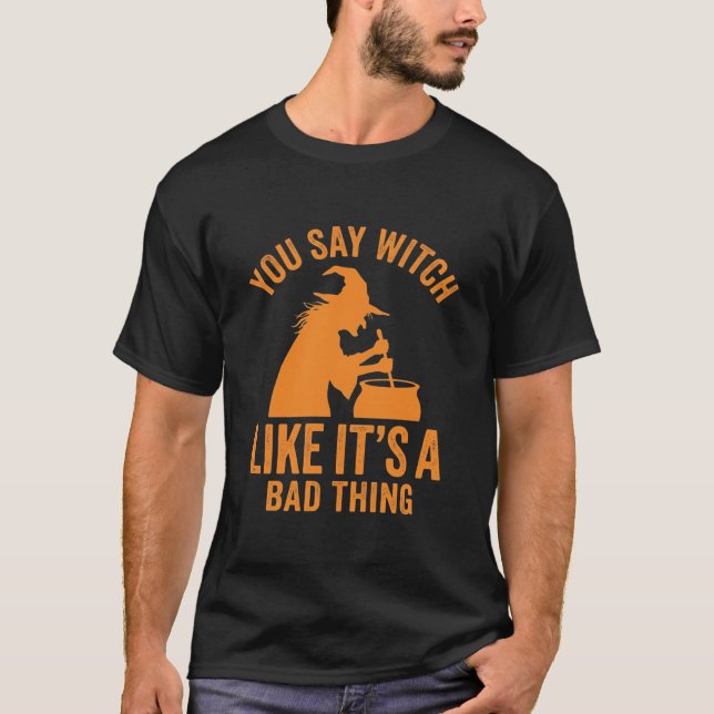 Funny Witch Cauldron Halloween T-Shirt (Front)