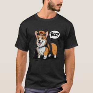 Funny Witch Corgi Dogs Saying Boo Dressed As Ghost T-Shirt
