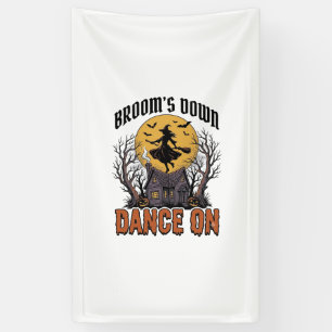 Funny Witch Dancer Vintage Halloween Engraving Shi Banner