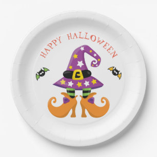 Funny Witch Feet Halloween Paper Plate