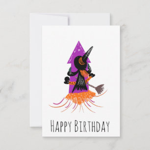 Funny Witch  Firecracker Halloween Birthday Card